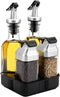 Jucoan 5 PCS Oil Vinegar Dispenser Bottles Set with Caddy Stand, Tabletop