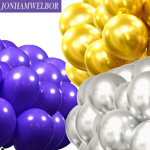 Jonhamwelbor Dark Purple Balloons 12 inch, 100 Pack Deep Royal Purple Latex Balloons for Party Decorations