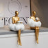 Gold Home Decor Women Thinker Statue, Modern Bookshelf Figurines Accent Decorations for Living Room, Resin Abstract Art