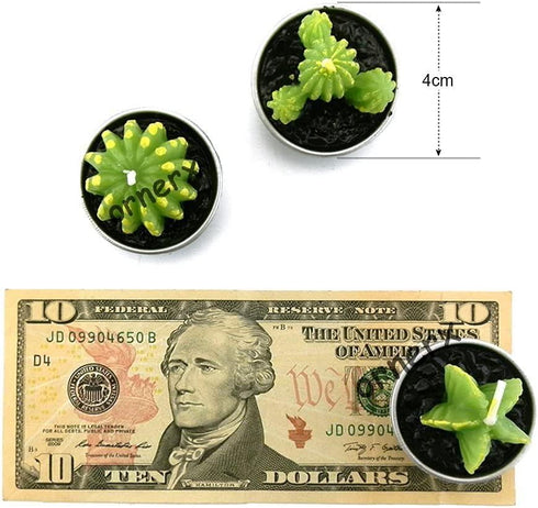 Ornerx Cute Cactus TeaLights, 6 PCS, Succulent Decorative Candles