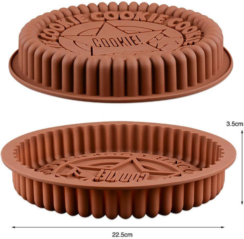 2Pcs Giant Sandwich Oreo Big Cookie Cake Pan, 9 Inch Rock Star Bread Baking Silicone Mold (Set of 2)