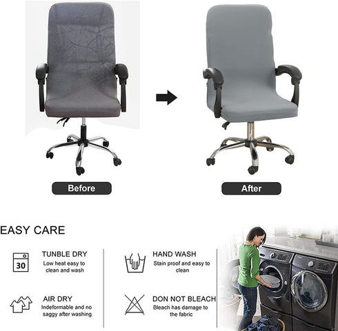 Water Resistant Office Chair Covers, Stretch Slipcover with Durable Zipper - Universal Fit for High Back Boss Chair (M,