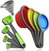 leepiya Measuring Cups and Spoons Set, Collapsible 8 Piece Measuring Tool, BPA Free Silicone, Colorful