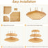 3-Tier HYNAWIN Bamboo Corner Desk Organizer Shelf, Triangle Storage Rack for Office & Home, Space-Saving Desktop Shelf