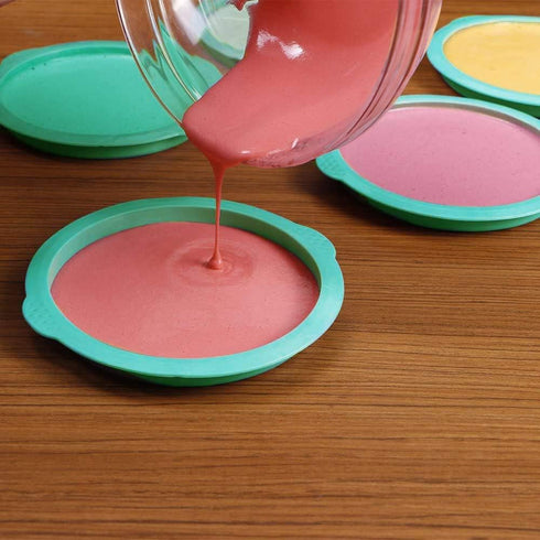 Webake Rainbow Cake Pans, 6 Inch Round Silicone Baking Pans, Set of 6 for Jumbo Whoopie Pie, Vegetable Pancakes
