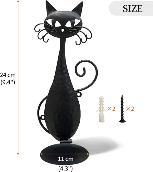 Handmade Black Metal Cat Wall Sconce Candle Holder for Pillar Candles