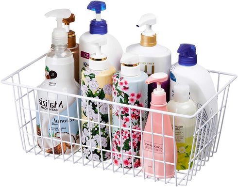 SANNO Large Freezer Baskets Metal Storage Organizer Bin Basket, Wire Storage Basket for Kitchen Pantry Bathroom, Set of