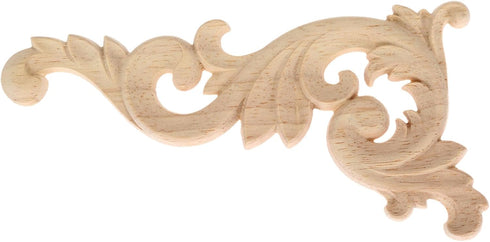MUXSAM Wood Carved Appliques Onlays - 1-Pair Unpainted Small Wooden Carvings for Mirrors, Walls, DIY Project