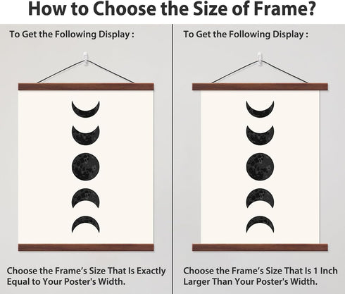 8x12 8x10 8x8 HONKKI Magnetic Poster Hanger Frame for Movie Music Posters Wall Art,Walnut Wood Picture Frames