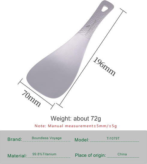 iBasingo Titanium Rice Serving Spoon, Portable Cooking Kit, Ultra-light Rice Shovel, Thickened Tableware Ti1079T