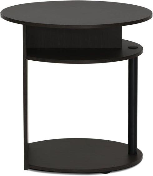 Walnut Oval End Table - Modern Three-Tier Design for Any Space