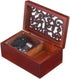 FnLy Antique Engraved Wooden Wind-Up Musical Box, Love Story, with Silver-Plating Movement, Rectangle