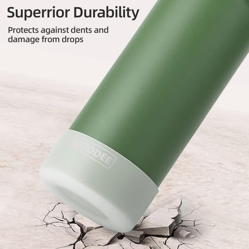koodee 16 oz Stainless Steel Double Wall Vacuum Insulated Sports Water Bottle with Straw for Boys and Girls (Grass