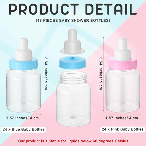 162 48 48 64 2 Pcs Gender Reveal Baby Shower Favors Mini Milk Bottles Plastic Baby Candy Bottle Mini Pacifiers Tiny