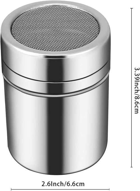 ZUIHUI ect(1 Pack) Powder Sugar Shaker Duster with Lid, Fine Mesh Shaker Powder Cans for baking soda Cocoa Cornstarch
