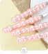Stainless Steel Spoons, Korean Dessert Spoon with Imitation Pearl Handle, 8.4 Inches, Set of 4, Pink.