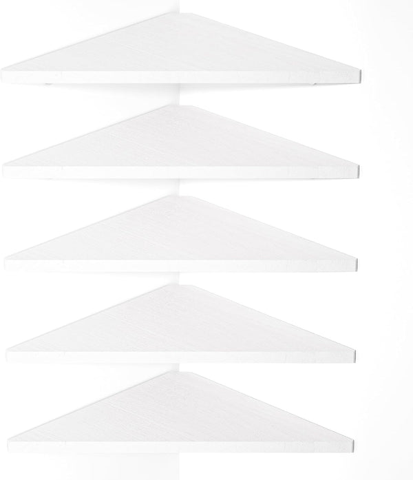 Love-KANKEI Corner Shelf Wall Mounted Set of 5,Floating Shelves for Storage,Rustic Wood