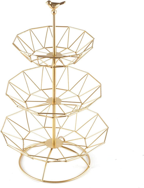 Wrought Iron 3 Tier Fruit Tray, Serving Tray for Fruits, Desserts, Candy Buffet Plates for Family Dinner