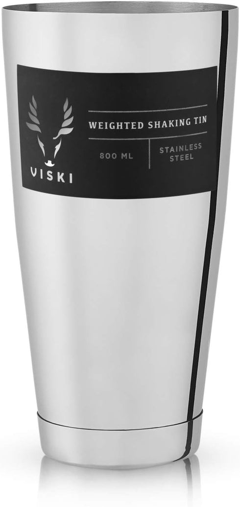 Viski Large Weighted Cocktail Mixer Shaker Tin - 27 oz Stainless Steel - Martini Margarita Drink Shaker Accessories