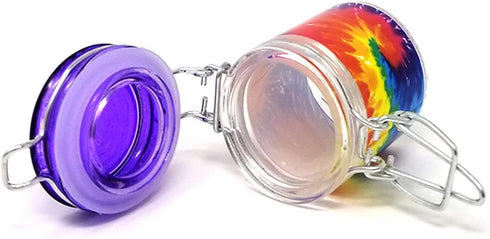 Airtight Glass Herb Mini Storage Jar, Clamping Lid in Choice of Design (Tie Dye, Small)