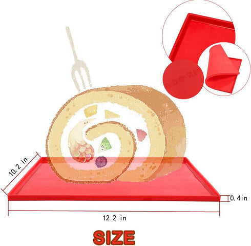 2 Pcs Swiss Roll Cake Mat - Flexible Baking Tray Jelly Roll Pan Silicone Cookies Mold Bakeware