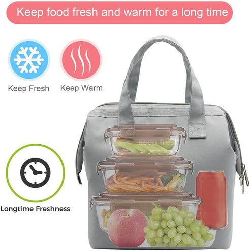 Mziart Insulated Lunch Bag, Simple Bento Cooler Tote for Lunch Box for Women Men Adult Picnic Working Hiking Beach