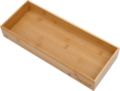 PRATIQUE Bamboo Drawer Organizer, Kitchen Utensil Organizer, Silverware Tray Cutlery Holder for Office Supplies