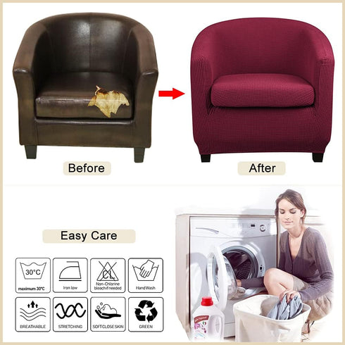 Lellen Club Chair Slipcover with Seat Cushion Cover Round Tub Accent Armchair Cover Reusable Sofa Stretch Covers
