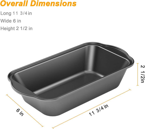 Tiawudi 3 Pack Nonstick Carbon Steel Baking Bread Pan - Large Loaf Pan, 9 1/2" x 5"