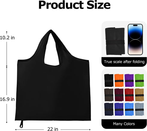 Criyar Washable Reusable Grocery Bags, Foldable Reusable Shopping Bags, Polyester Tote, Pocket Size Carrier