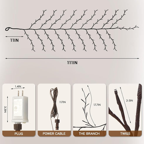 9.3ft 160LED, 8 Bexdir Enchanted Willow Vine Lights Vines for Home Decor Lighted Tree for Walls in Modes & Timer