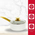 Holstein Housewares 2.5QT White Ceramic Nonstick Saucepan with Lid, Gold Color & Stainless Steel Handle