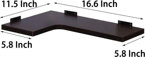 YYWUOJJ Set 4 Corner Shelf Wall Mounted, Corner Floating Shelves for Wall, of Dark Brown