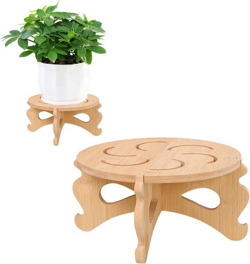 night blooming Plant Stand Indoor, Bamboo & Wood Plant Holders Indoor Stand, No Screws