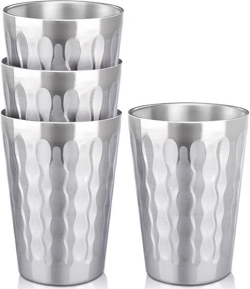 Beasea 15oz Stainless Steel Cups, 4 Pack Double Wall Insulated Tumblers, Unbreakable for Home and Travel