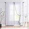 Treatmentex 2 Panels White Sheer Curtains with Black Pompoms, 63" Long Window Draperies for Boy's Room