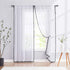 Treatmentex 2 Panels White Sheer Curtains with Black Pompoms, 63" Long Window Draperies for Boy's Room