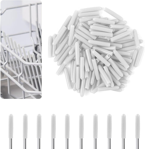 100 PCS Dishwasher Rack Repair Coating, Universal Tine Prong Repair Caps, 1 inch Round Tips