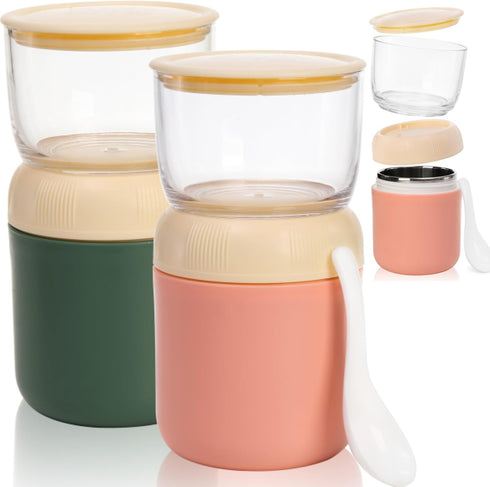 Eorbow 2 Pack Insulated Yogurt Container, 24oz Breakfast On the Go Cup