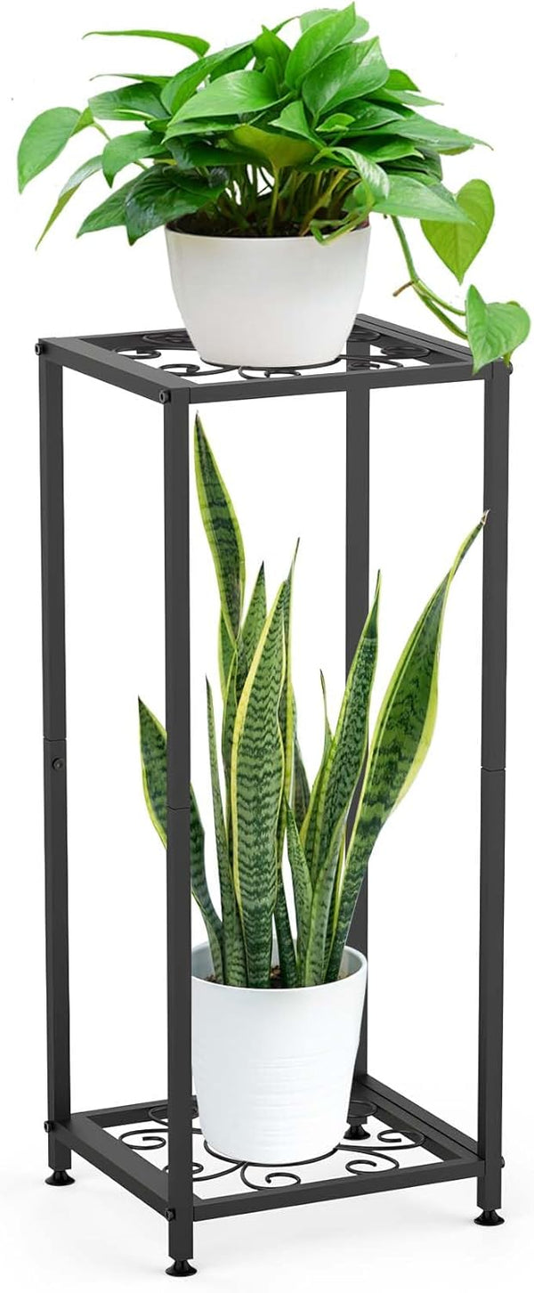 FVFVAHO 2 Tier Tall Metal Plant Stand Indoor Outdoor, 28 Square Modern Flower