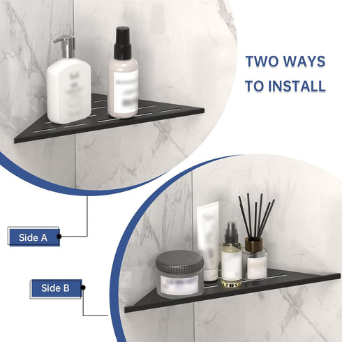 2 Pack 10", SUS304 DAYONE Matte Black Corner Shower Shelf Bathroom Corner Shower Organizer Shelf for Tiled Wall