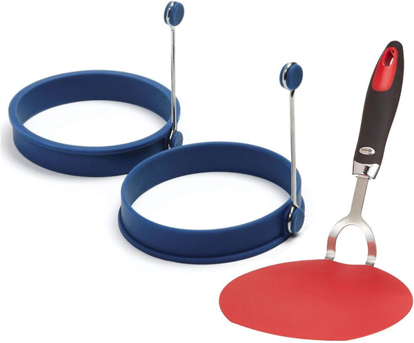 Norpro Grip-EZ Flexible Pancake Spatula with Silicone Round Pancake/Egg Rings (2 Pieces)