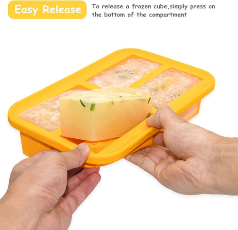 Bangp 1-Cup Silicone Freezing Tray with Lid, Silicone Soup Freezer Molds, Container for Food Storage - Makes 4 Perfect