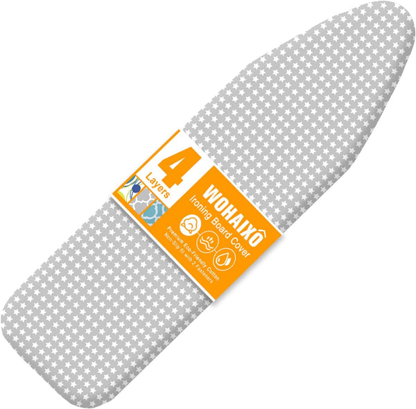 Ironing Board Cover and Pad, Standard Size 15" x 54", 4 Layers Extra Thick, Scorch Resistant with Elastic Edge