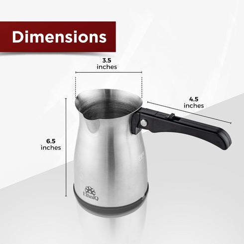 ETHNIQ Turkish Coffee Pot - Stainless Steel, 120V, 1 to 4 Cup Capacity, Fast Brewing Coffee Maker for Home