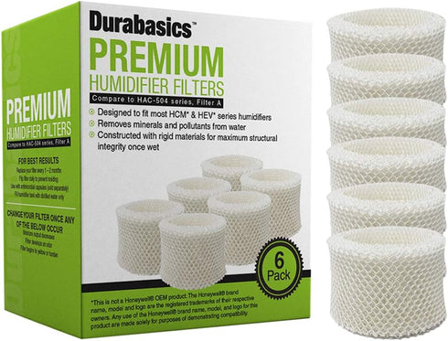 Durabasics 6 Pack Humidifier Replacement Filter for Honeywell HAC-504, HAC-504AW & Filter A, HCM 350