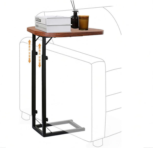 Premium Adjustable C-Shaped End Table for Couch, Mini Side Tables for Sofa,