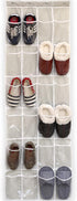 Simple Houseware 24 Pockets Over The Door Hanging Shoe Organizer, Crystal Clear, Gray (64'' x 19'')