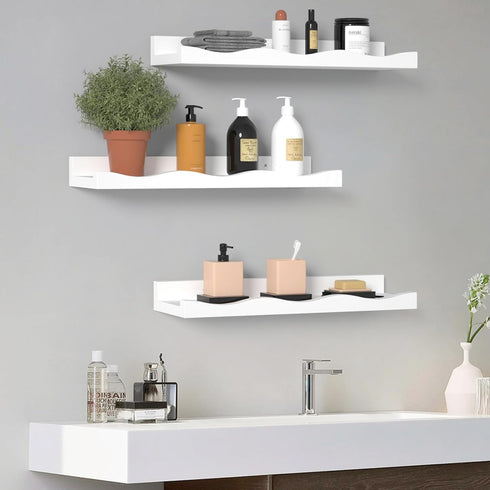 15.7 Inches, Set 3, AZSKY Floating Bookshelf for Kids, Cloud Picture Ledge Shelf - White, Nursery Book Shelves
