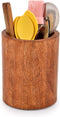 Natural Mango Wood Cooking Utensil Holder for Countertop, Spoons and Cooking Tools, 5" x 5" x 6"